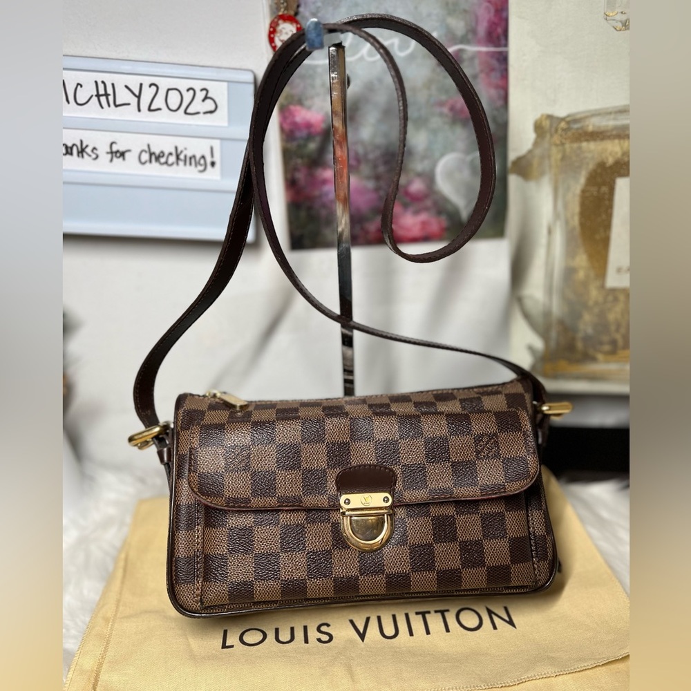 Authentic LOUIS VUITTON Damier ebene Ravello GM Shoulder Bag